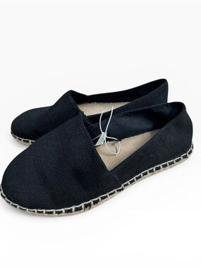 NWT Old Navy Women’s Black Canvas Espadrilles Slip-On Casual Flats Size 7